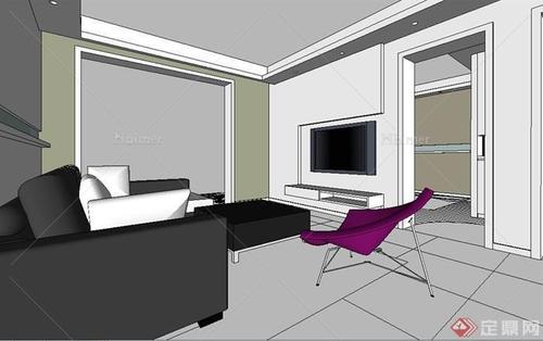 某现代风格住宅室内装饰设计方案su模型62[原创] - sketchup模型库 -